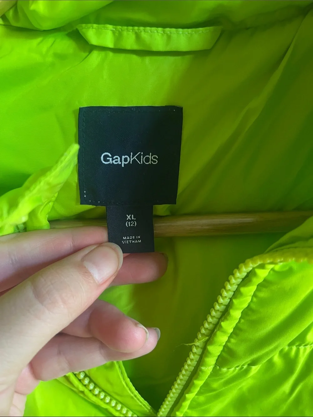 GAP Neon Lime Hooded Puffer Jacket